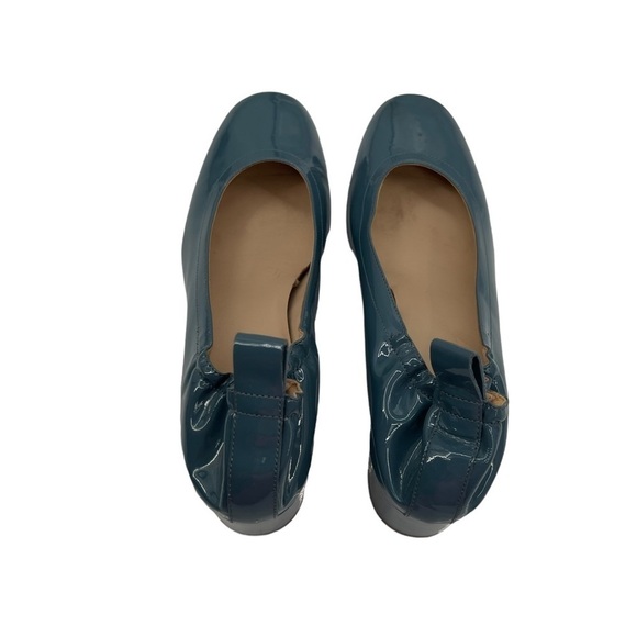 Everlane Patent Blue Green Closed Square Toe Block Heels Size 8 1/2 Women's - Picture 5 of 9